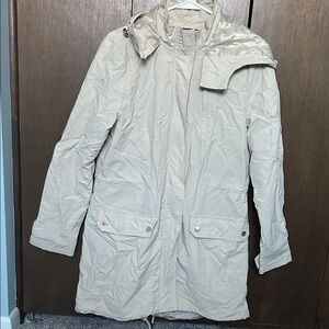 Beige Hooded Raincoat